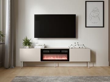 Marros Tv-bänk 200 cm med Elkamin - Beige - Möbler - TV- & Mediamöbler - TV bänk & mediabänk