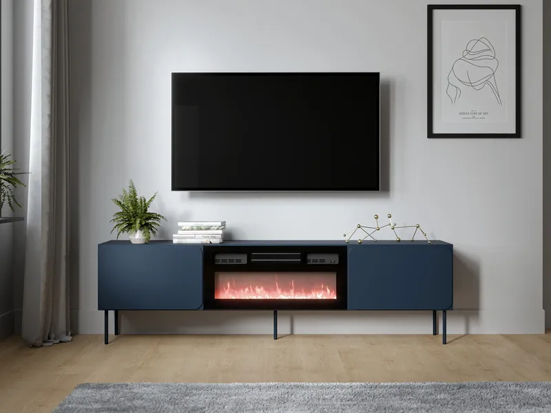 Marros Tv-bänk 200 cm med Elkamin - Blå - Möbler - TV- & Mediamöbler - TV-skåp