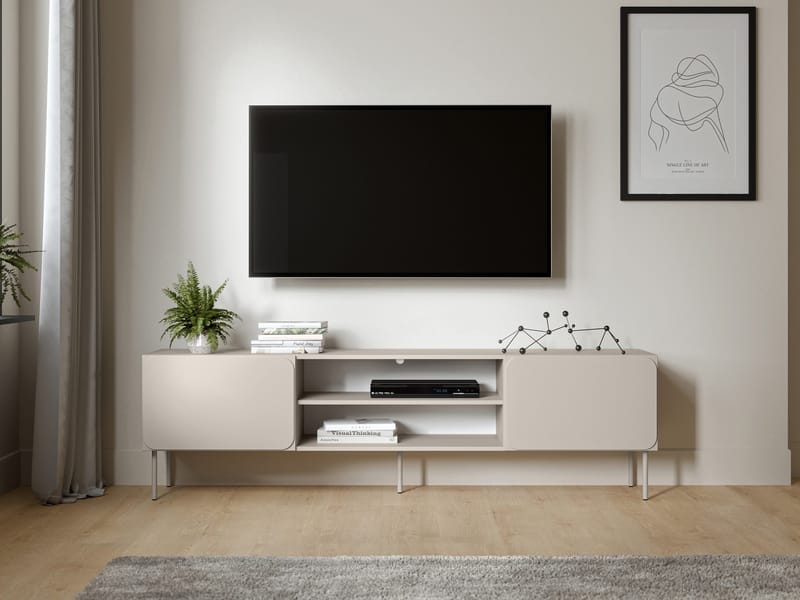 Marros Tv-bänk 200 cm med hyllor - Beige - Möbler - TV- & Mediamöbler - TV bänk & mediabänk