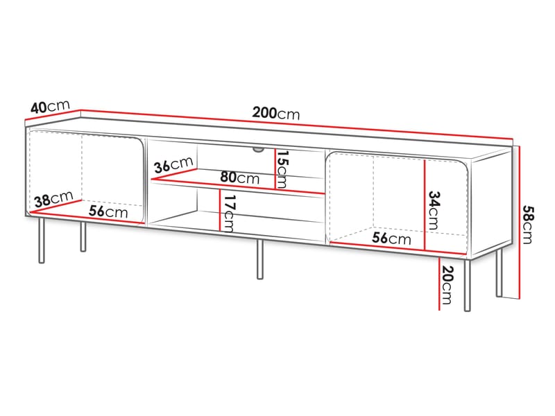 Marros Tv-bänk 200 cm med hyllor - Beige - Möbler - TV- & Mediamöbler - TV-skåp
