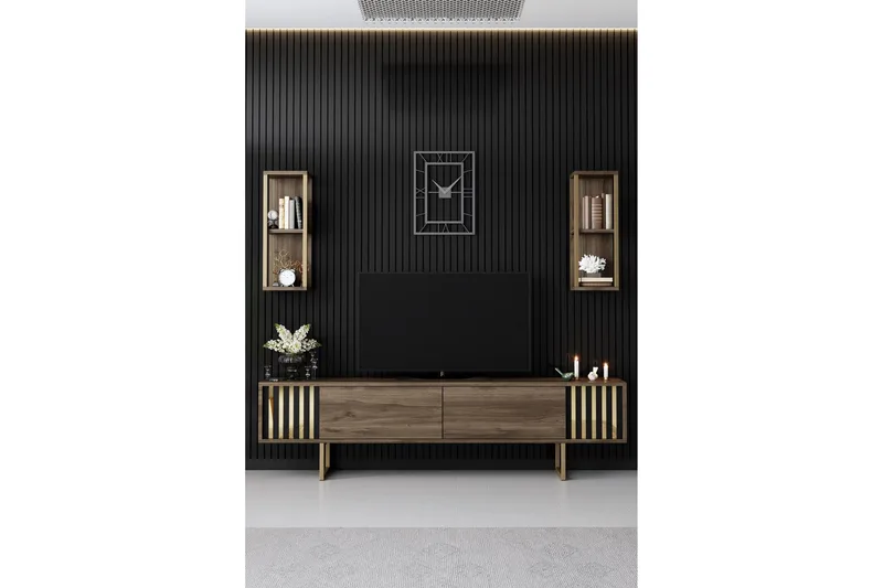 Masatomo Tv-bänk 180 cm - Valnöt/Svart - Möbler - TV- & Mediamöbler - TV bänk & mediabänk