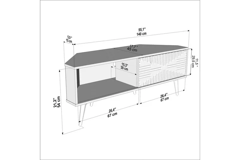 Abbas Tv-bänk 140 cm - Svart/Vit - Möbler - TV- & Mediamöbler - TV bänk & mediabänk