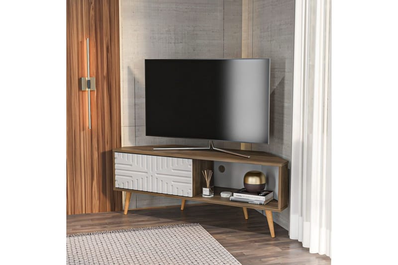 Abbas Tv-bänk 140 cm - Valnöt/Vit - Möbler - TV- & Mediamöbler - TV bänk & mediabänk