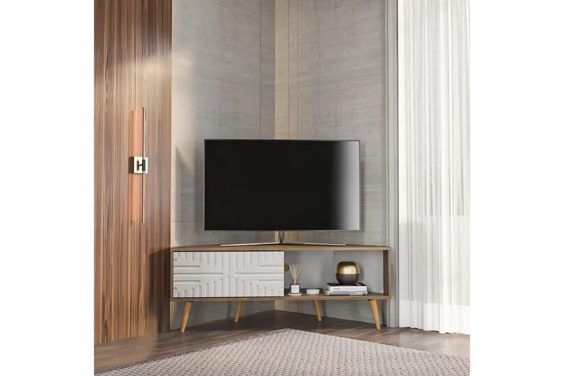 Abbas Tv-bänk 140 cm - Valnöt/Vit - Möbler - TV- & Mediamöbler - TV bänk & mediabänk