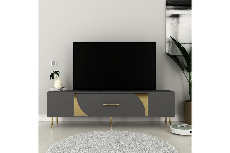 Aldor Tv-bänk 150 cm - Antracit/Guld - Möbler - TV- & Mediamöbler - TV bänk & mediabänk