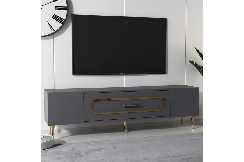 Aldor Tv-bänk 150 cm - Antracit/Guld - Möbler - TV- & Mediamöbler - TV bänk & mediabänk