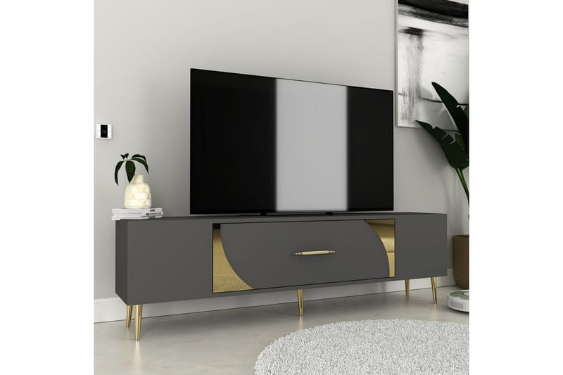 Aldor Tv-bänk 150 cm - Antracit/Guld - Möbler - TV- & Mediamöbler - TV bänk & mediabänk