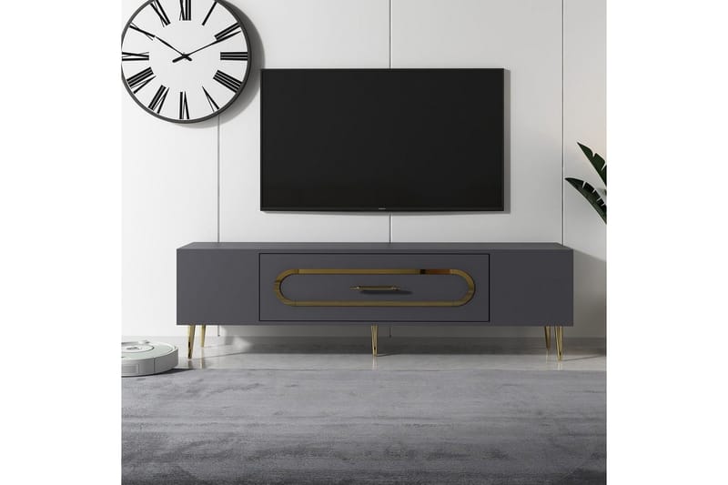 Aldor Tv-bänk 150 cm - Antracit/Guld - Möbler - TV- & Mediamöbler - TV bänk & mediabänk