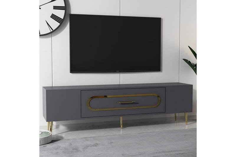 Aldor Tv-bänk 150 cm - Antracit/Guld - Möbler - TV- & Mediamöbler - TV bänk & mediabänk