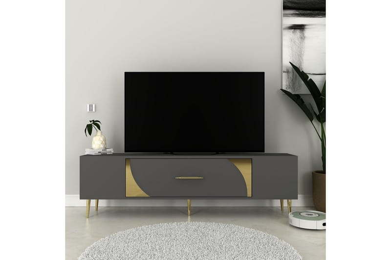 Aldor Tv-bänk 150 cm - Antracit/Guld - Möbler - TV- & Mediamöbler - TV bänk & mediabänk