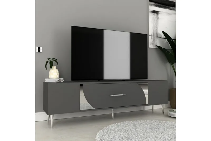 Aldor Tv-bänk 150 cm - Antracit/Silver - Möbler - TV- & Mediamöbler - TV bänk & mediabänk