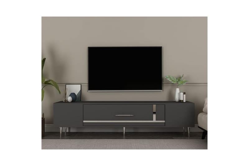 Aldor Tv-bänk 150 cm - Antracit/Silver - Möbler - TV- & Mediamöbler - TV bänk & mediabänk