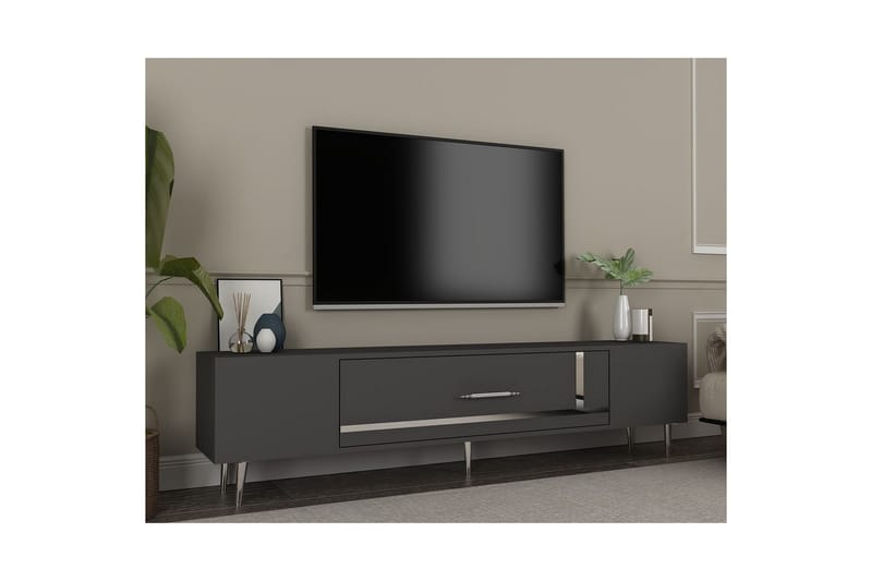 Aldor Tv-bänk 150 cm - Antracit/Silver - Möbler - TV- & Mediamöbler - TV bänk & mediabänk