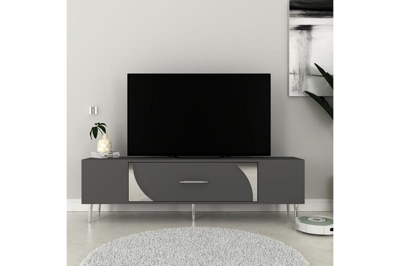 Aldor Tv-bänk 150 cm - Antracit/Silver - Möbler - TV- & Mediamöbler - TV bänk & mediabänk