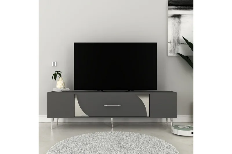 Aldor Tv-bänk 150 cm - Antracit/Silver - Möbler - TV- & Mediamöbler - TV bänk & mediabänk