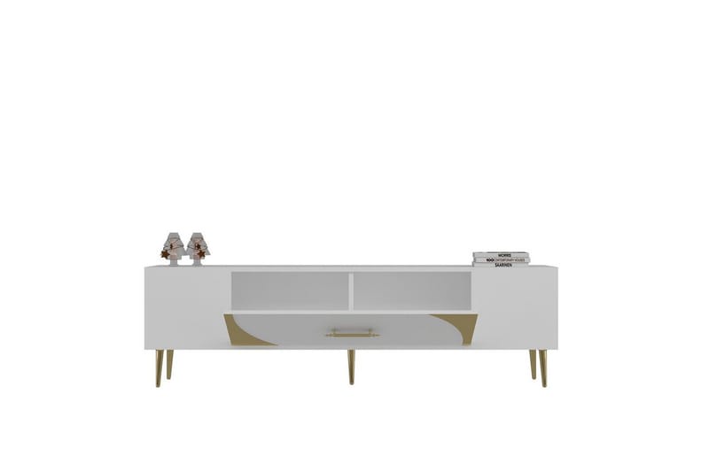 Aldor Tv-bänk 150 cm - Vit/Guld - Möbler - TV- & Mediamöbler - TV bänk & mediabänk