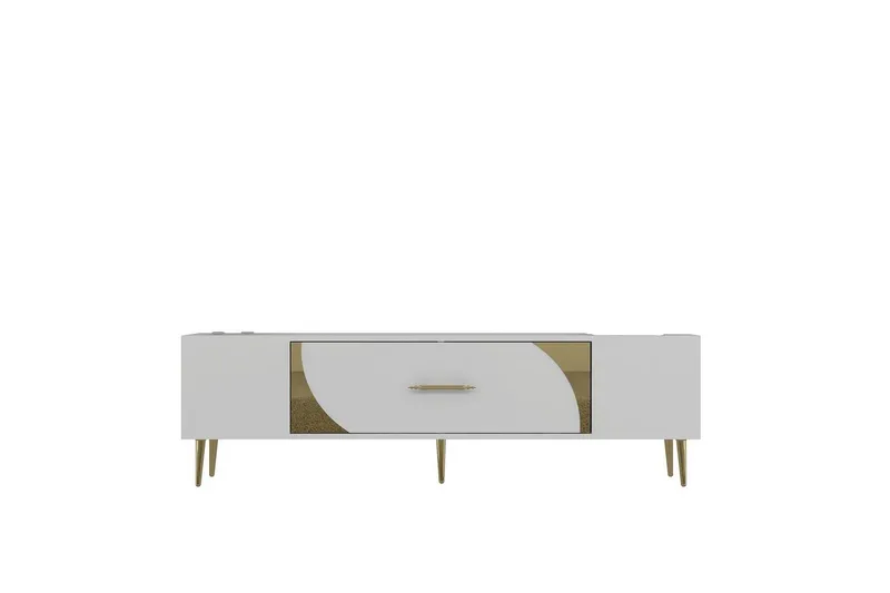 Aldor Tv-bänk 150 cm, Vit/Guld