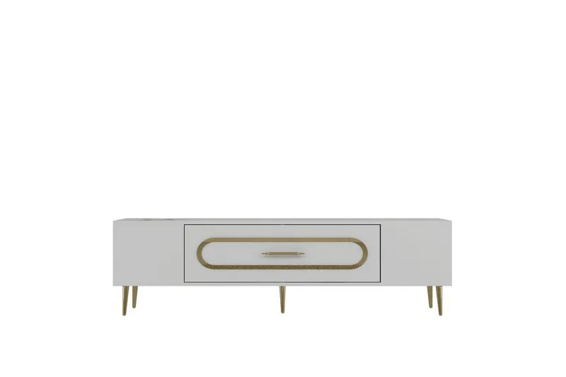 Aldor Tv-bänk 150 cm, Vit/Guld