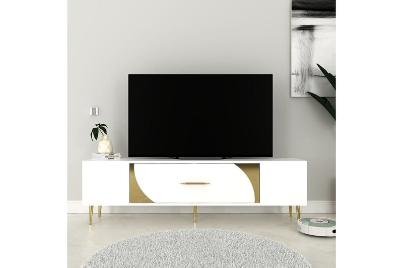 Aldor Tv-bänk 150 cm - Vit/Guld - Möbler - TV- & Mediamöbler - TV bänk & mediabänk
