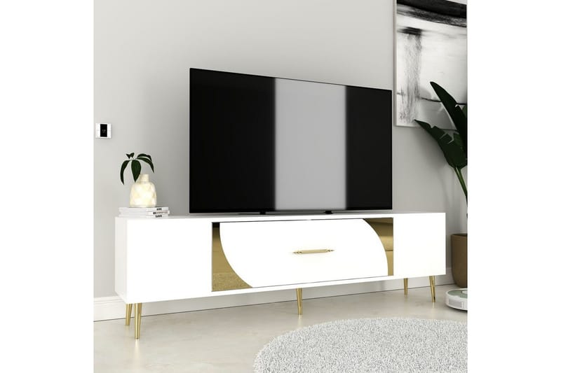 Aldor Tv-bänk 150 cm - Vit/Guld - Möbler - TV- & Mediamöbler - TV bänk & mediabänk