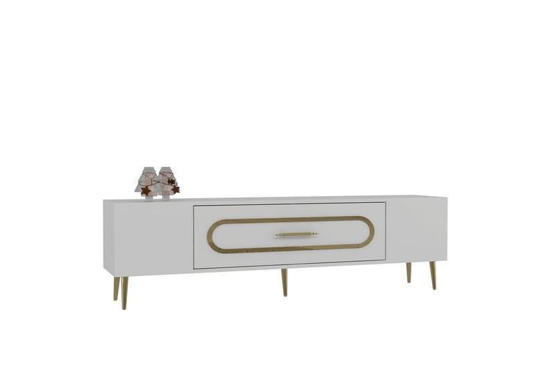 Aldor Tv-bänk 150 cm - Vit/Guld - Möbler - TV- & Mediamöbler - TV bänk & mediabänk