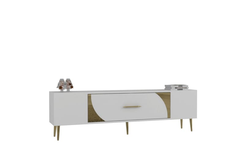 Aldor Tv-bänk 150 cm - Vit/Guld - Möbler - TV- & Mediamöbler - TV bänk & mediabänk