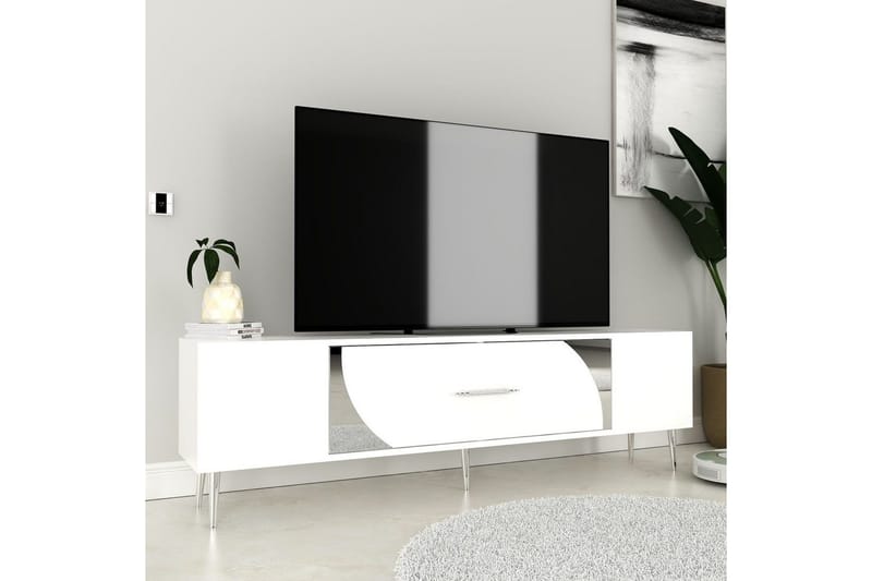 Aldor Tv-bänk 150 cm - Vit/Silver - Möbler - TV- & Mediamöbler - TV bänk & mediabänk