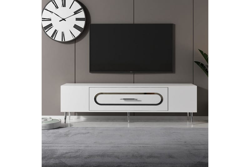 Aldor Tv-bänk 150 cm - Vit/Silver - Möbler - TV- & Mediamöbler - TV bänk & mediabänk