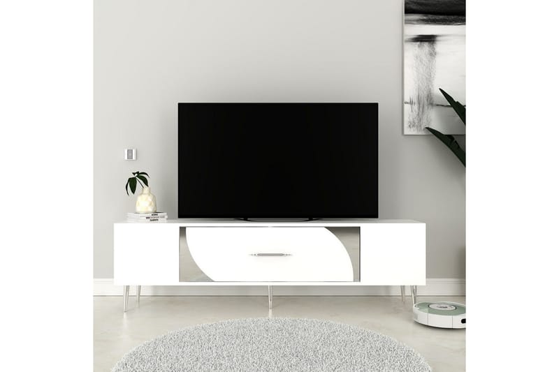 Aldor Tv-bänk 150 cm - Vit/Silver - Möbler - TV- & Mediamöbler - TV bänk & mediabänk