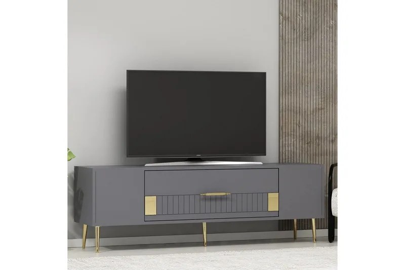 Anira Tv-bänk 150 cm - Antracit/Guld - Möbler - TV- & Mediamöbler - TV bänk & mediabänk