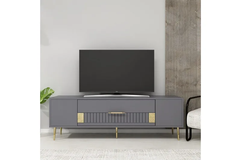 Anira Tv-bänk 150 cm - Antracit/Guld - Möbler - TV- & Mediamöbler - TV bänk & mediabänk