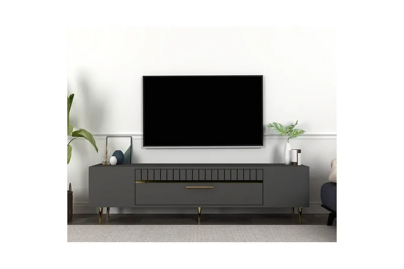Anira Tv-bänk 150 cm - Antracit/Guld - Möbler - TV- & Mediamöbler - TV bänk & mediabänk