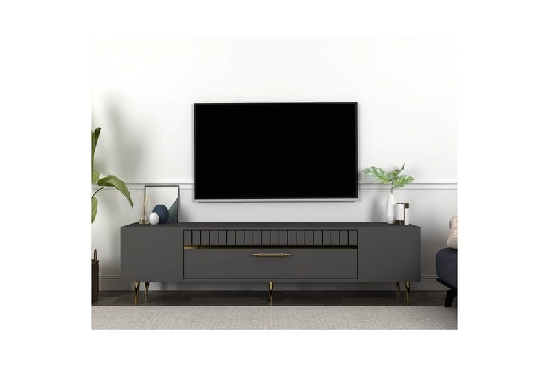 Anira Tv-bänk 150 cm - Antracit/Guld - Möbler - TV- & Mediamöbler - TV bänk & mediabänk