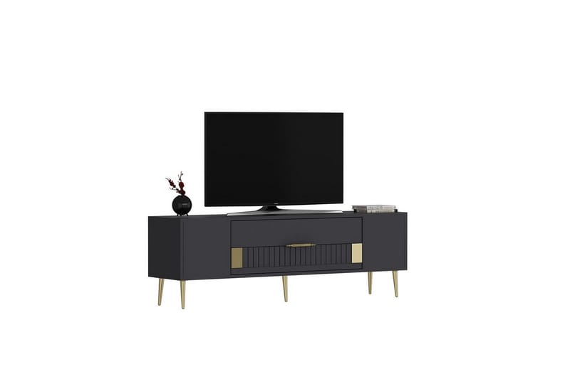 Anira Tv-bänk 150 cm - Antracit/Guld - Möbler - TV- & Mediamöbler - TV bänk & mediabänk