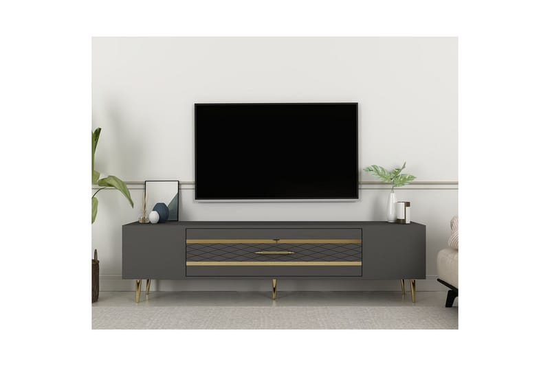 Anira Tv-bänk 150 cm - Antracit/Guld - Möbler - TV- & Mediamöbler - TV bänk & mediabänk