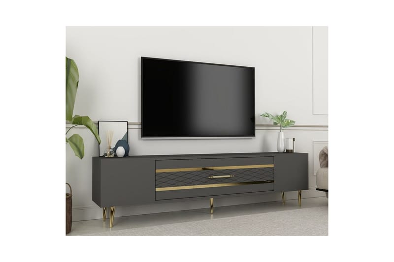 Anira Tv-bänk 150 cm - Antracit/Guld - Möbler - TV- & Mediamöbler - TV bänk & mediabänk