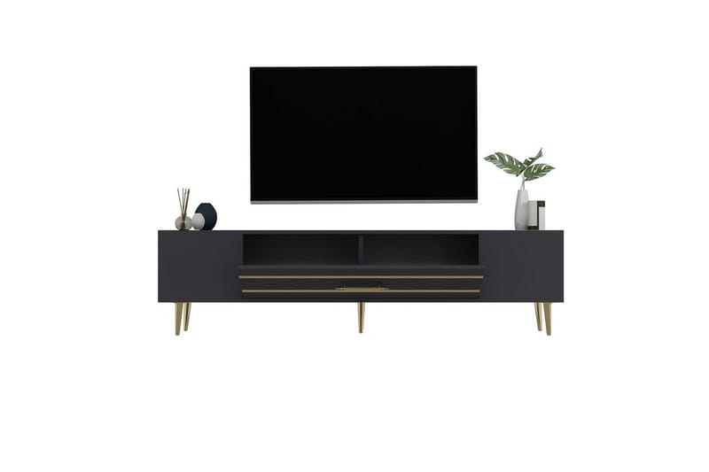 Anira Tv-bänk 150 cm - Antracit/Guld - Möbler - TV- & Mediamöbler - TV bänk & mediabänk