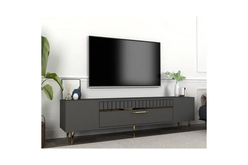 Anira Tv-bänk 150 cm - Antracit/Guld - Möbler - TV- & Mediamöbler - TV bänk & mediabänk