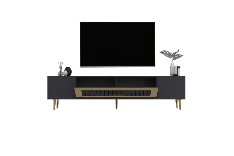 Anira Tv-bänk 150 cm - Antracit/Guld - Möbler - TV- & Mediamöbler - TV bänk & mediabänk