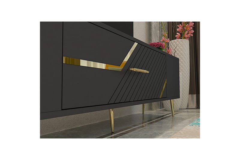 Anira Tv-bänk 150 cm - Antracit/Guld - Möbler - TV- & Mediamöbler - TV bänk & mediabänk
