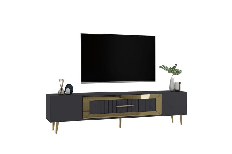 Anira Tv-bänk 150 cm - Antracit/Guld - Möbler - TV- & Mediamöbler - TV bänk & mediabänk