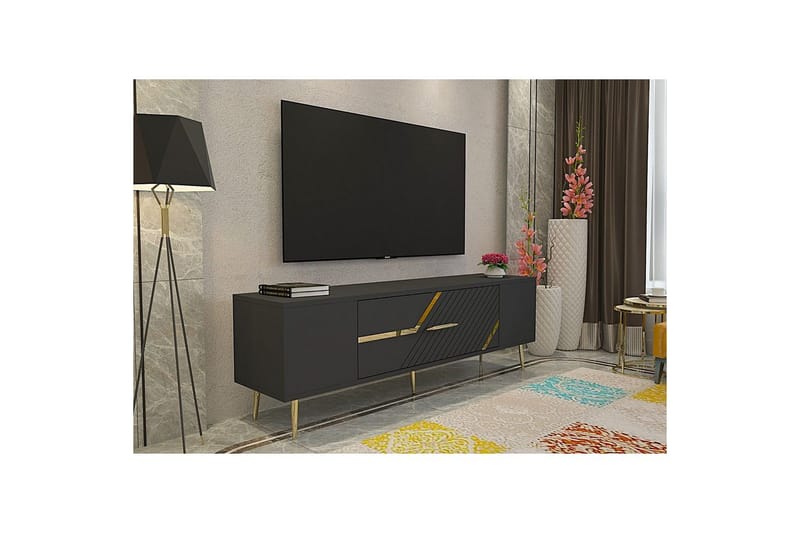 Anira Tv-bänk 150 cm - Antracit/Guld - Möbler - TV- & Mediamöbler - TV bänk & mediabänk