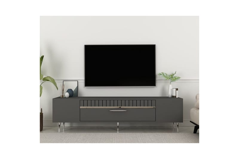 Anira Tv-bänk 150 cm - Antracit/Silver - Möbler - TV- & Mediamöbler - TV bänk & mediabänk