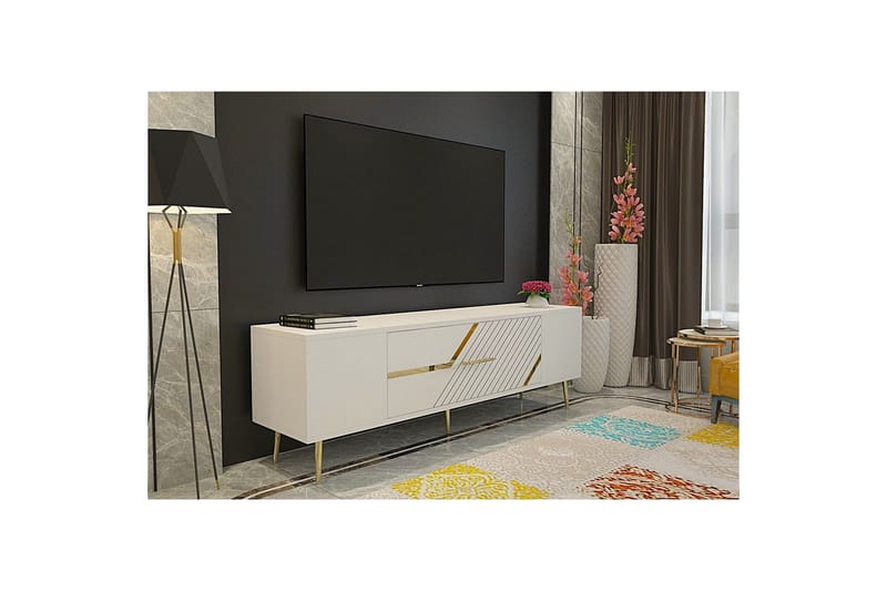 Anira Tv-bänk 150 cm - Vit/Guld - Möbler - TV- & Mediamöbler - TV bänk & mediabänk