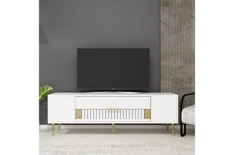 Anira Tv-bänk 150 cm - Vit/Guld - Möbler - TV- & Mediamöbler - TV bänk & mediabänk