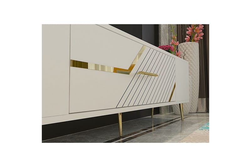 Anira Tv-bänk 150 cm - Vit/Guld - Möbler - TV- & Mediamöbler - TV bänk & mediabänk