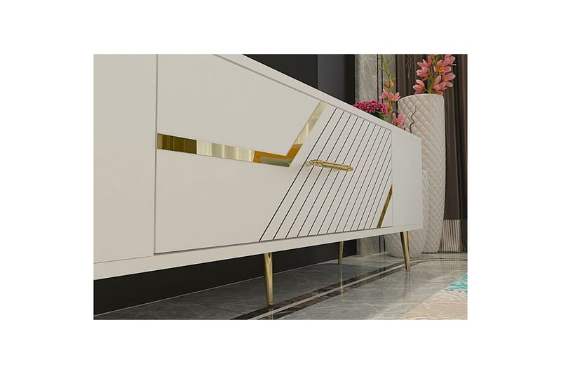 Anira Tv-bänk 150 cm - Vit/Guld - Möbler - TV- & Mediamöbler - TV bänk & mediabänk