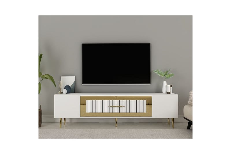 Anira Tv-bänk 150 cm - Vit/Guld - Möbler - TV- & Mediamöbler - TV bänk & mediabänk