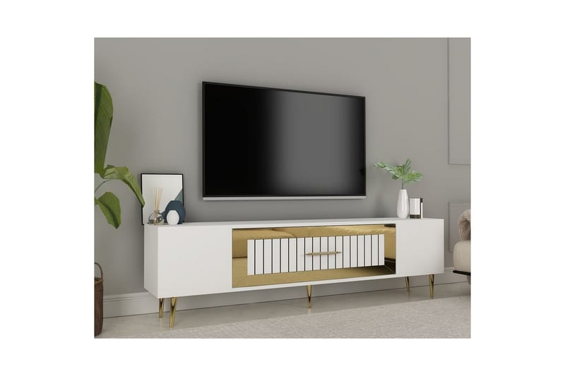 Anira Tv-bänk 150 cm - Vit/Guld - Möbler - TV- & Mediamöbler - TV bänk & mediabänk