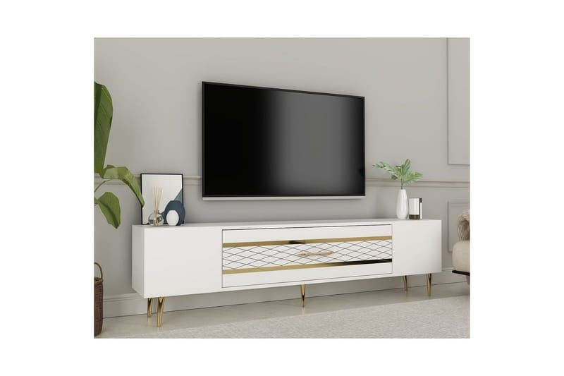 Anira Tv-bänk 150 cm - Vit/Guld - Möbler - TV- & Mediamöbler - TV bänk & mediabänk
